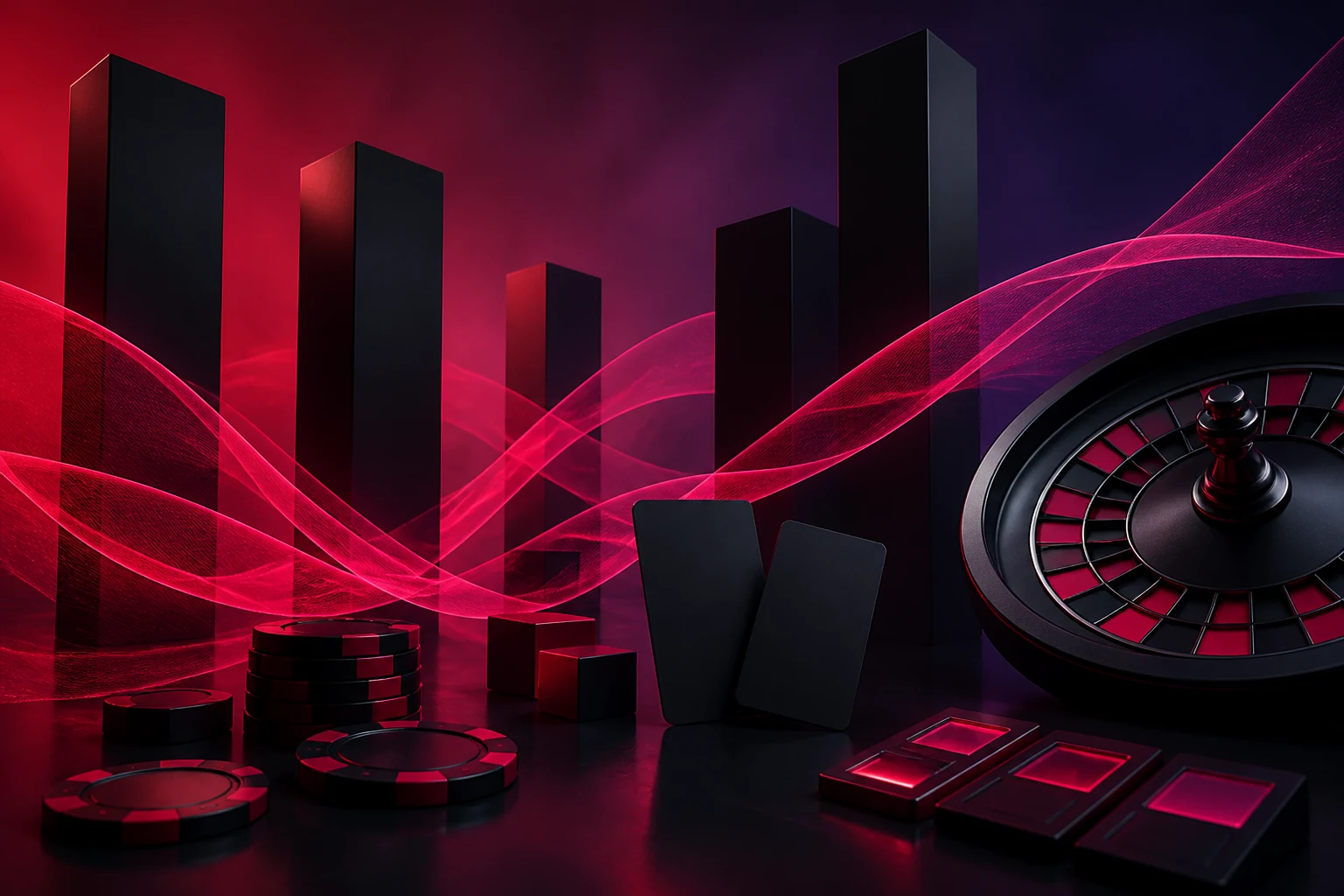 Catalogo di giochi online con roulette, slot e chip in stile Ybets